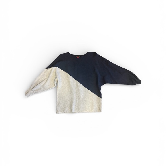 Vince Camuto Sweaters - Vince Camuto Navy Beige Colorblock Ribbed Dolman Sleeve Knit Sweater Women Small